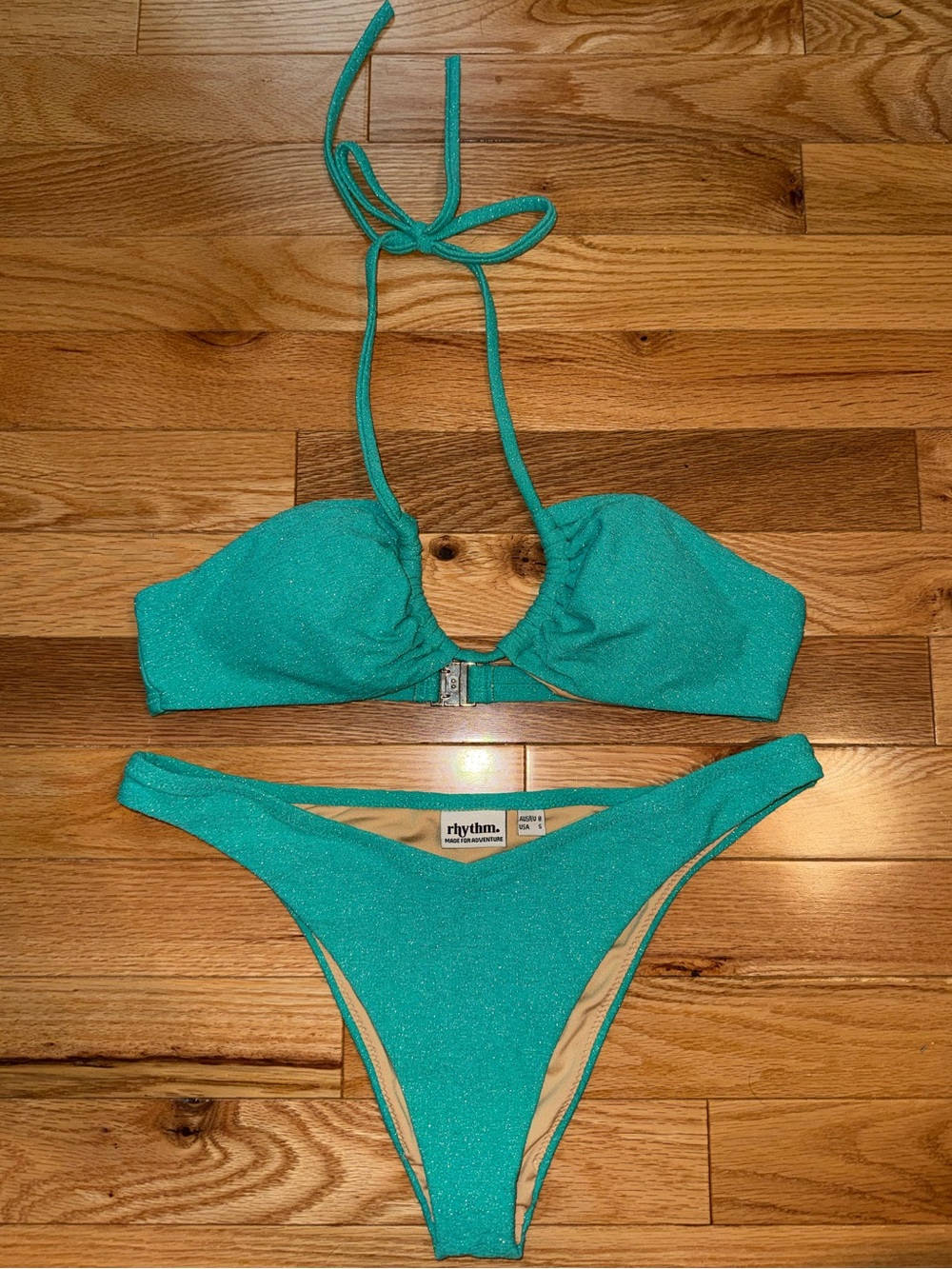 Rhythm Glitter Teal Two-Piece Bikini